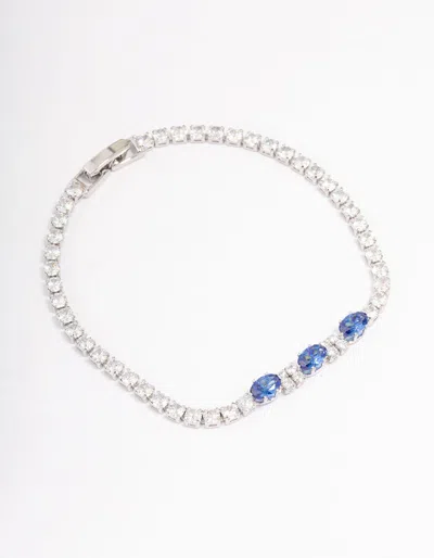 Lovisa Rhodium Oval Cubic Zirconia Tennis Bracelet In Blue