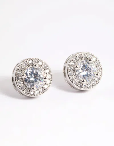 Lovisa Rhodium Pave Circle Stud Earrings In Multi