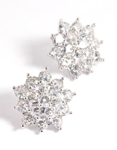 Lovisa Rhodium Pave Flower Stud Earrings In Multi