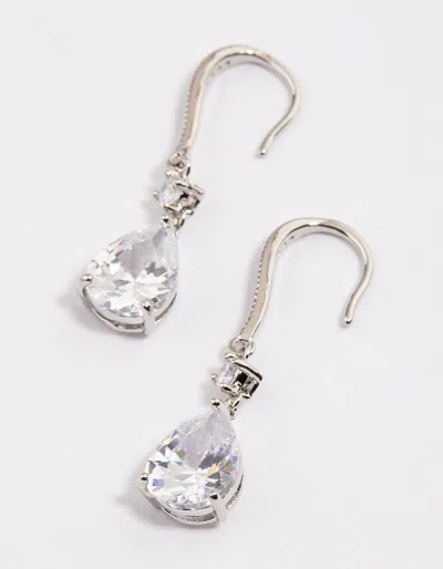 Lovisa Rhodium Pear Cubic Zirconia Earrings In Silver