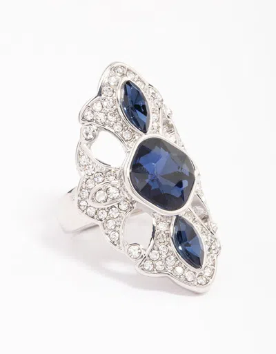 Lovisa Rhodium Regal Elongated Ring In Blue