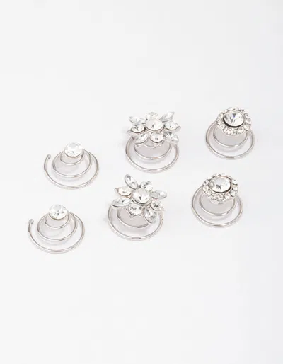 Lovisa Rhodium Round Hair Spiral 6-pack In Transparent