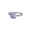 Lovisa Rhodium Round Stone Purple Cubic Zirconia Ring In Purple