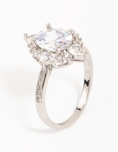 Lovisa Rhodium Shining Star Cubic Zirconia Ring In Transparent