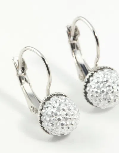 Lovisa Rhodium Sparkle Ball Clip Earrings In Silver