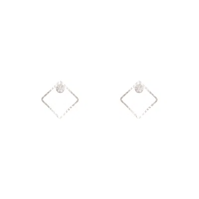 Lovisa Rhodium Square Diamante Stud Earrings In Silver