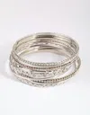 Lovisa Rhodium Statement Bangle Pack In Silver