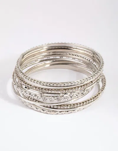 Lovisa Rhodium Statement Bangle Pack In Silver