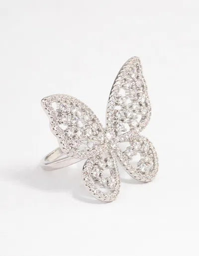 Lovisa Rhodium Statement Butterfly Cocktail Ring In Silver