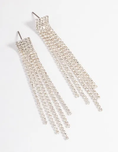 Lovisa Rhodium Straight Five Strand Drop Earrings In Silver