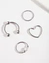 Lovisa Rhodium Surgical Steel Cartilage Ring Pack In Multi