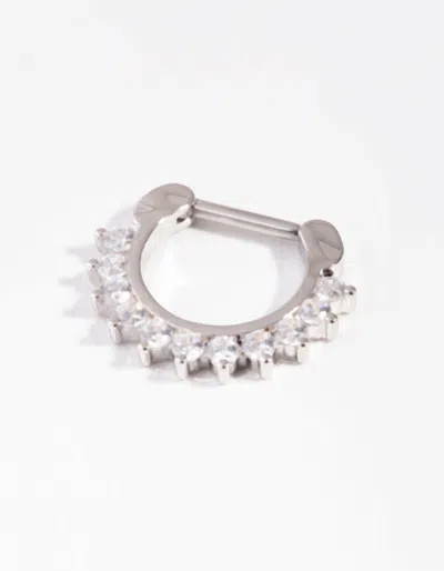 Lovisa Rhodium Surgical Steel Cubic Zirconia Septum In Multi