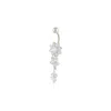 Lovisa Rhodium Surgical Steel Cubic Zirconia Three Flower Belly Bar In Multi