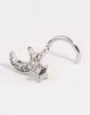 Lovisa Rhodium Surgical Steel Moon Charm Nose Stud In Silver
