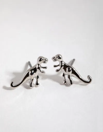 Lovisa Rhodium T-rex Stud Earrings In Silver