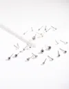 Lovisa Rhodium Tiny Graduated Black Earring 12 Pack In Black