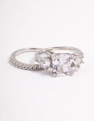 Lovisa Rhodium Triple Stone Ring Set In Silver