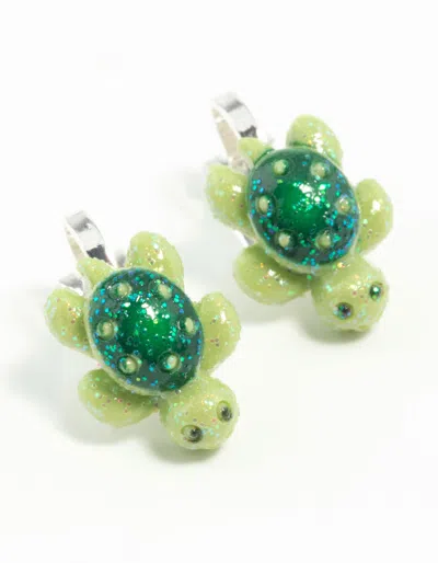 Lovisa Rhodium Turtle Clip On Earrings In Green