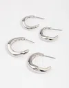 Lovisa Rhodium Wave Match Hoop Earrings Pack In Silver