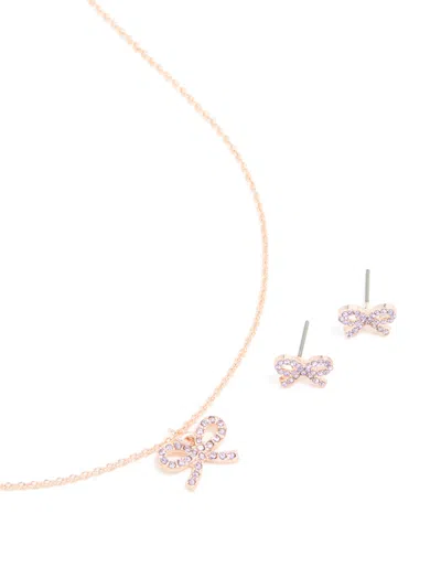 Lovisa Rose Gold Bow Diamante Jewellery Set