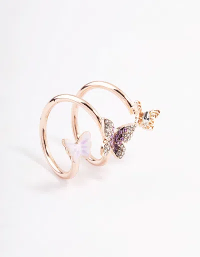 Lovisa Rose Gold Butterfly Wrap Ring In Purple