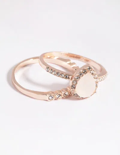 Lovisa Rose Gold Cat Eye Ring Stack Pack In Silver