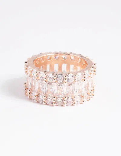 Lovisa Rose Gold Cubic Zirconia Baguette Ring In Silver