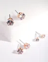 Lovisa Rose Gold Cubic Zirconia Earring Pack In Silver