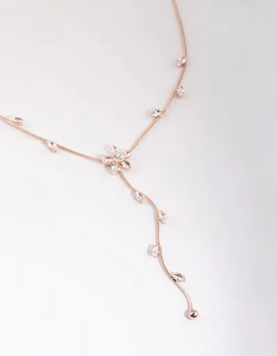 Lovisa Rose Gold Cubic Zirconia Flower Vine Necklace