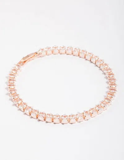 Lovisa Rose Gold Cubic Zirconia Navette Tennis Bracelet In Multi