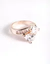 Lovisa Rose Gold Cubic Zirconia Pear Crossover Ring In Multi