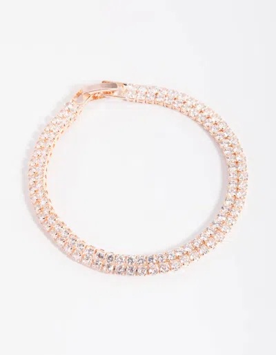 Lovisa Rose Gold Cubic Zirconia Tennis Bracelet In Multi