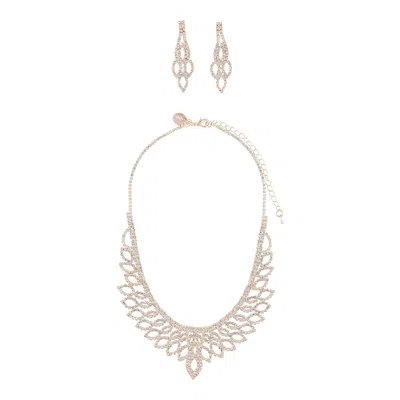 Lovisa Rose Gold Cup Chain Diamante Earrings And Necklace Set In Multi