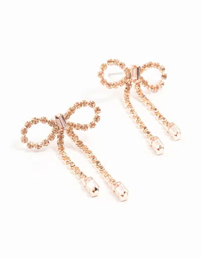 Lovisa Rose Gold Diamante Bow Drop Earrings