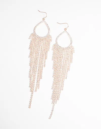 Lovisa Rose Gold Diamante Drop Earrings In Multi