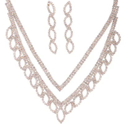 Lovisa Rose Gold Diamante Earrings Necklace Leaf Set In Multi