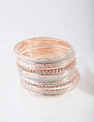Lovisa Rose Gold Diamante Glitter Bangle 20-pack In Multi