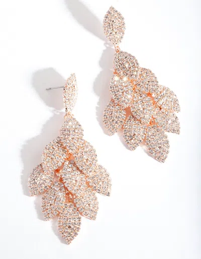 Lovisa Rose Gold Diamante Multi Leaf Earrings