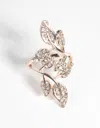 Lovisa Rose Gold Diamante Petal Ring In Multi