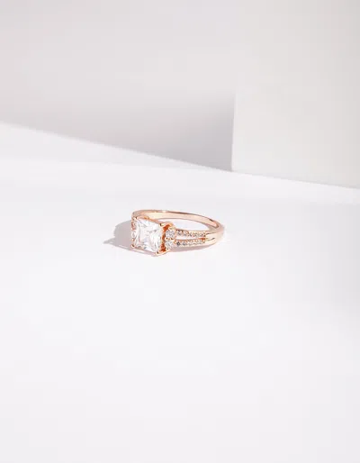 Lovisa Rose Gold Double Band Cubic Zirconia Ring In Silver