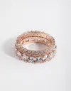 Lovisa Rose Gold Double Band Set Ring In Silver