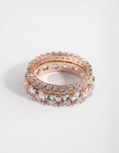 Lovisa Rose Gold Double Band Set Ring In Silver