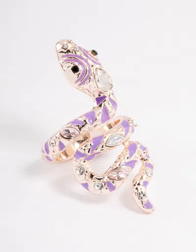 Lovisa Rose Gold Flashy Snake Ring In Purple