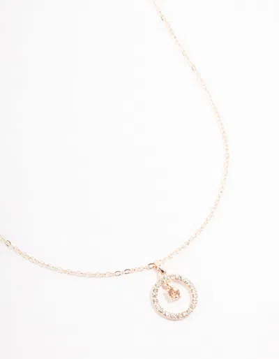 Lovisa Rose Gold Floating Czech Crystal Circle Necklace