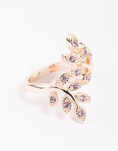 Lovisa Rose Gold Floral Leaf Wrap Ring In Transparent