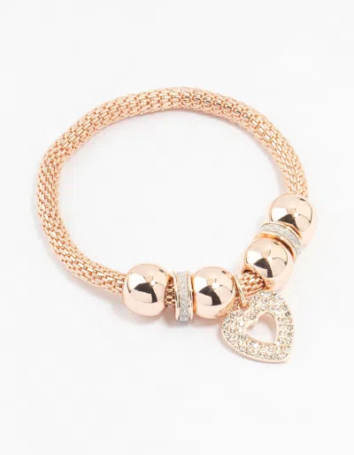 Lovisa Rose Gold Heart Charm Mesh Bracelet