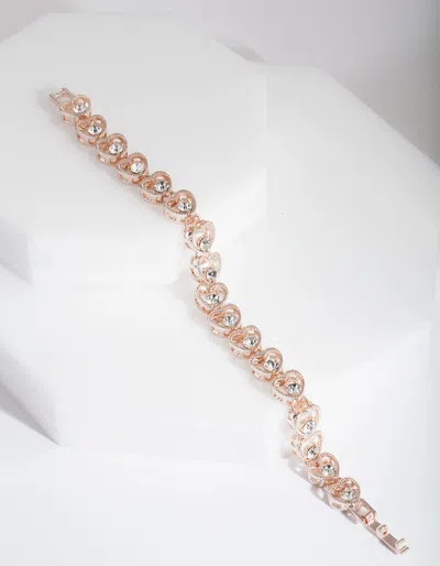 Lovisa Rose Gold Heart Link Diamante Bracelet In Silver
