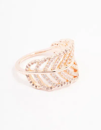 Lovisa Rose Gold Leaf Band Cubic Zirconia Ring