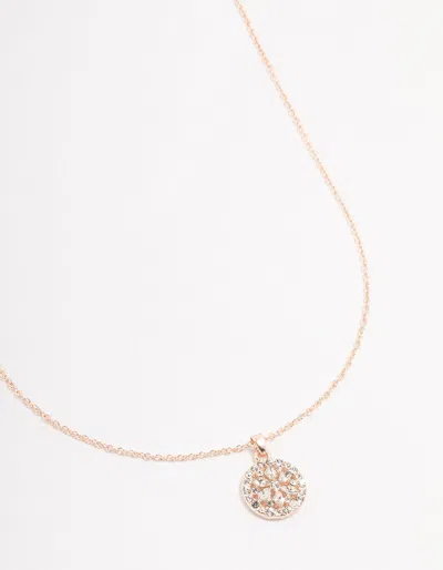 Lovisa Rose Gold Marquise Czech Crystals Flower Disc Necklace
