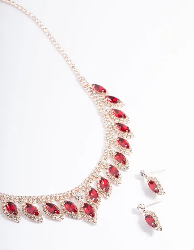 Lovisa Rose Gold Marquise Droplet Earrings And Necklace Set In Multi
